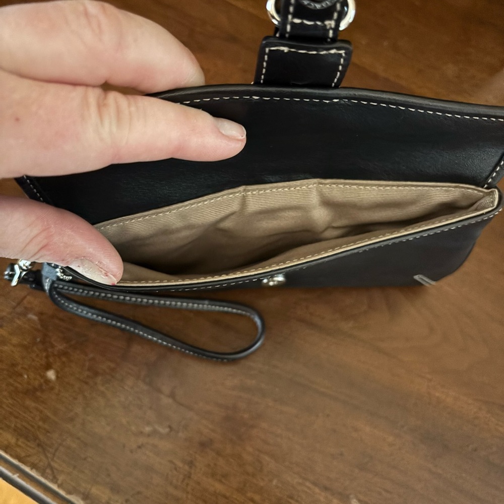 Coach Black Leather Wristlet with Silver Buckle - Picture 3 of 5
